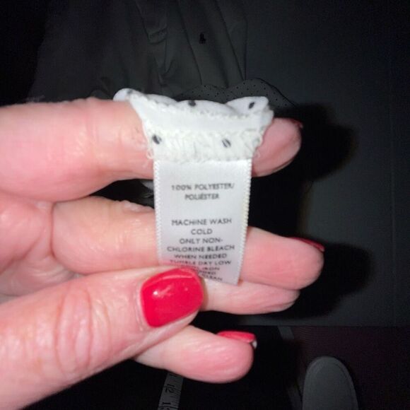 LOFT white & black polka dot long sleeve blouse small - Picture 7 of 7